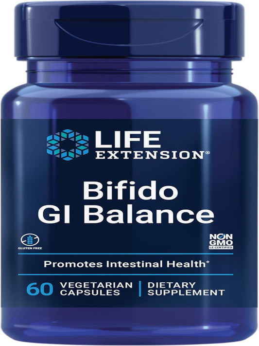 Life Extension Bifido GI Balance, probiotics, Bifidobacterium longum BB536® (2 Billion CFU), Support Healthy Gut & Digestive Health, Gluten-Free, Non-GMO, Vegetarian, 60 Capsules - Nirvana Guru