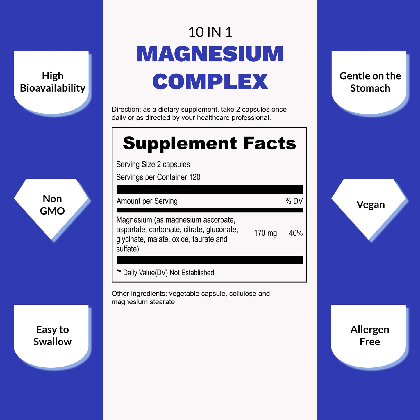 UpNourish Magnesium Supplement - 10 in 1 Magnesium Complex - Full Spectrum Magnesium Mineral Supplements with Glycinate, Citrate, Taurate, Malate, Carbonate, Oxide and More, 240 Vegan Capsules Nirvana Guru