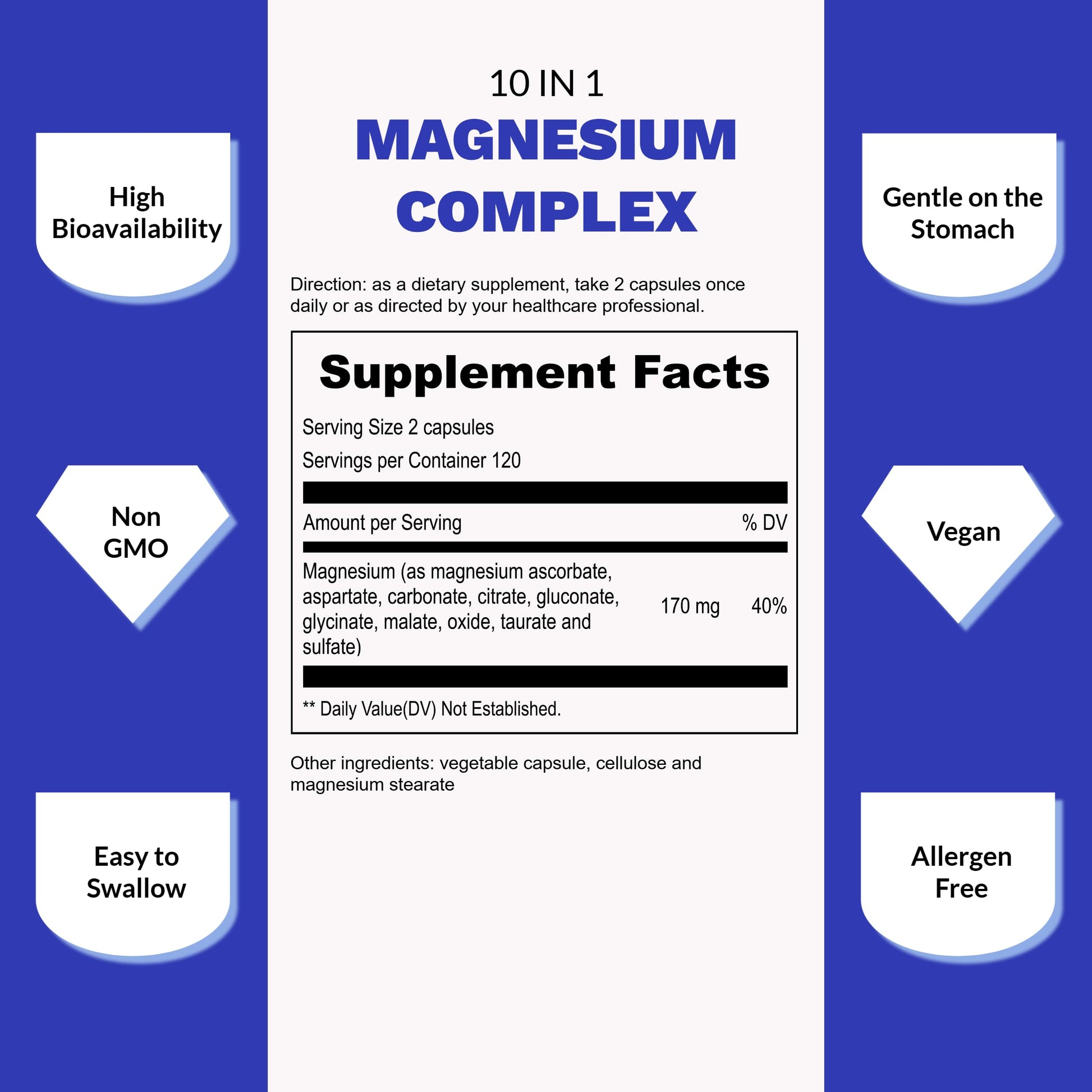 UpNourish Magnesium Supplement - 10 in 1 Magnesium Complex - Full Spectrum Magnesium Mineral Supplements with Glycinate, Citrate, Taurate, Malate, Carbonate, Oxide and More, 240 Vegan Capsules Nirvana Guru