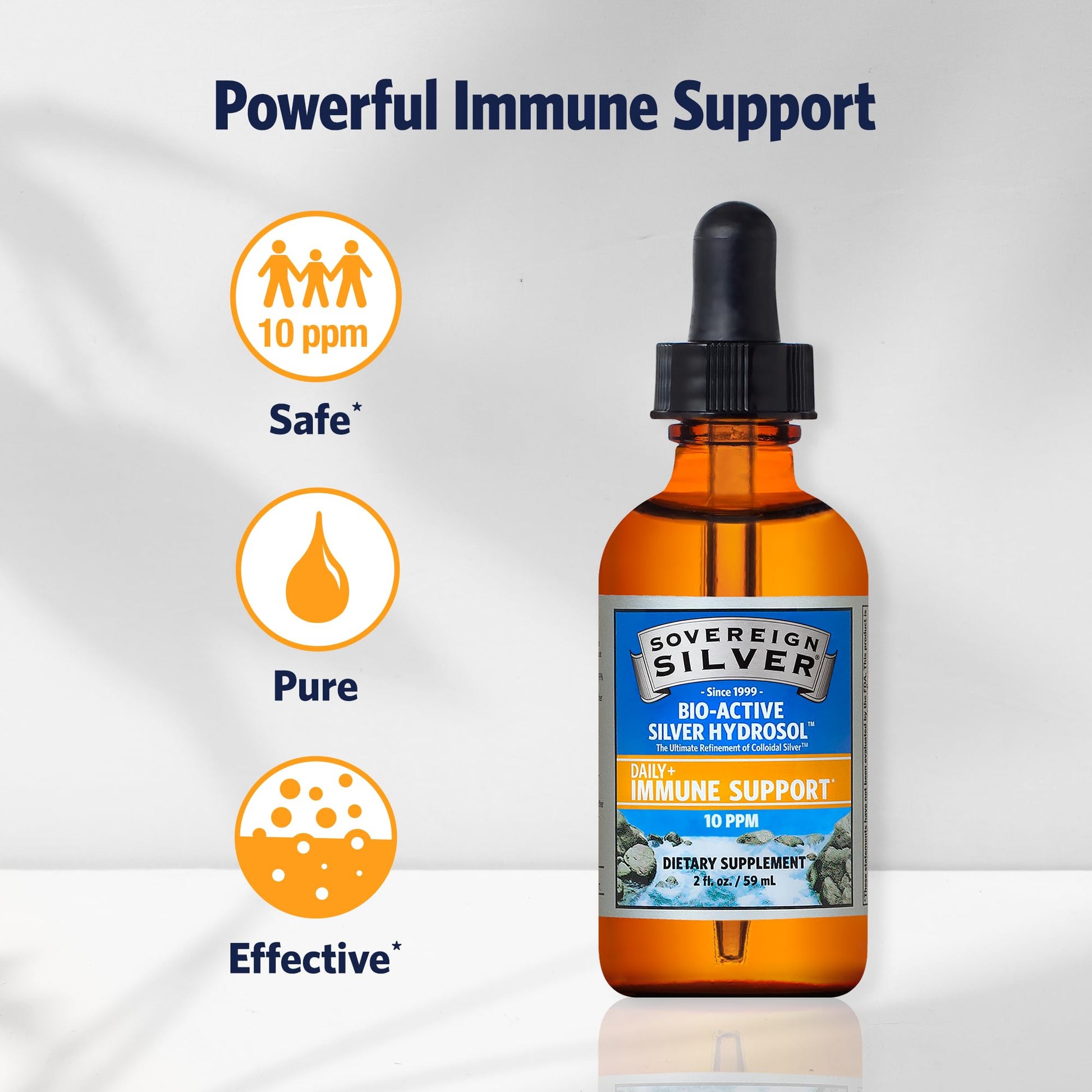 Sovereign Silver Immune Support - Colloidal Silver, Bio-Active Silver Hydrosol, 10 ppm, Liquid Dropper, 4 Fl Oz, (118 mL) Nirvana Guru