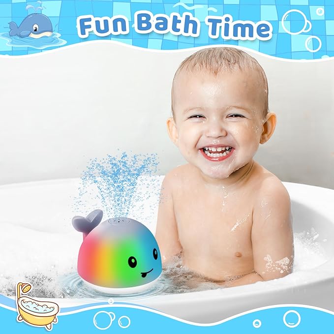 Gigilli Upgraded Baby Bath Toys, Rechargeable Light Up Bath Toys for Kids 1-3, Baby 6-12 12-18 Months Whale Bath Toy Sprinkler, Fountain Bathtub Toys Toddler Newborn Birthday Gifts nirvanaguru