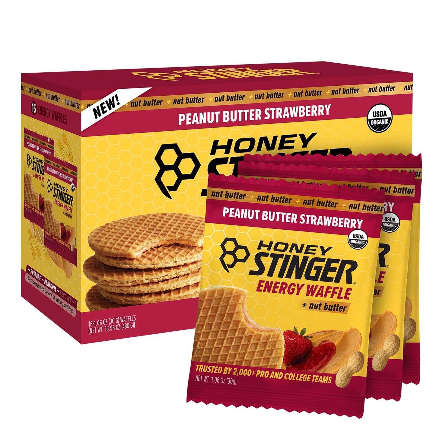 Honey Stinger Organic Honey Waffle Energy Stroopwafel for Exercise, Endurance and Performance Sports Nutrition for Home & Gym, Pre and Post Workout Box of 16 Waffles, 16.96 Ounce (Pack of 16)