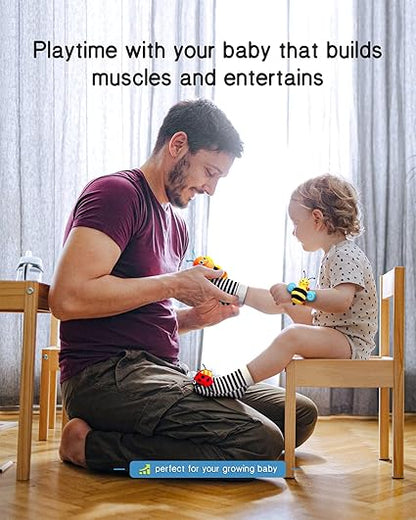 Infinno Baby Wrist Rattle Socks and Foot Finder Set, Perfect Baby Toys for 0-12 Months Newborn Boys and Girls As Shower Gifts, Garden Bug Series nirvanaguru