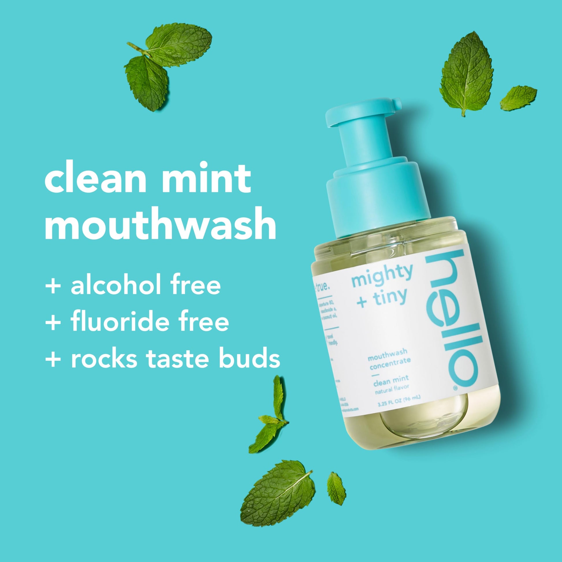 Hello Fresh Mint Mouthwash Concentrate, Alcohol Free for Bad Breath, Travel Size Mouthwash Made with Coconut Oil and Tea Tree Oil, Helps Freshen Breath, 2 Pack, 3.25 Oz Pump Bottles Nirvana Guru