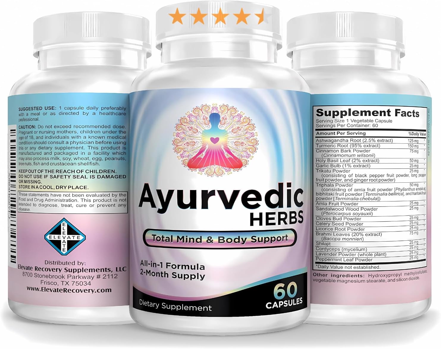 2-Month Ayurvedic Herbs (All-in-1) Supplement Blend - Ayurveda Mind Body Spirit Herbal Complex Pills with 17 Active Ingredients - Natural Ayurvedic Supplements | 60-Day Supply | 60 Capsules Nirvana Guru