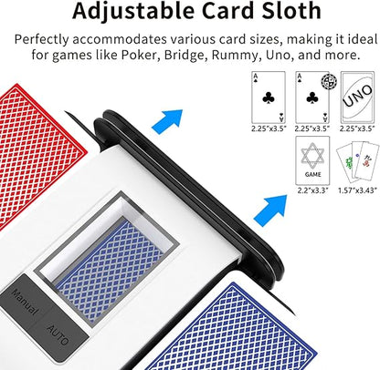 Automatic Card Shuffler with Dual Modes, Rechargeable 1-2 Deck Card Shuffle Machine, Low Noise Operation Card Shuffler for Poker, UNO, Blackjack, Skip-Bo, Phase 10 Nirvana Guru