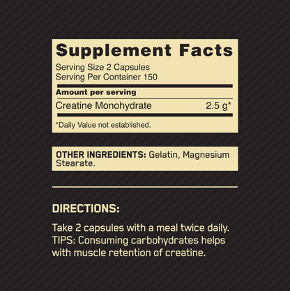 Optimum Nutrition Micronized Creatine Monohydrate Capsules, Keto Friendly, 2500mg, 100 Capsules - Nirvana Guru