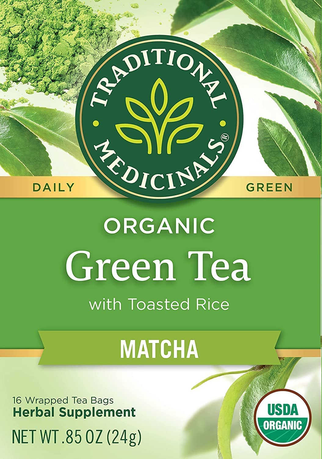 Traditional Medicinals Tea, Organic Green Tea Matcha, Genmaicha, Supports Health, 96 Tea Bags (6 Pack) - Nirvana Guru