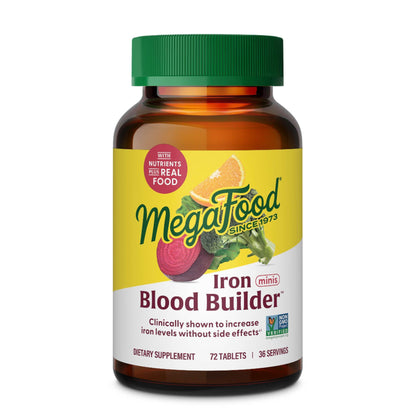 MegaFood Blood Builder Iron Supplement Clinically Shown to Increase Iron Levels Without Side Effects, Vegan Supplement For Women with Vitamin C, Vitamin B12 & Folic Acid, 90 Tablets - Nirvana Guru