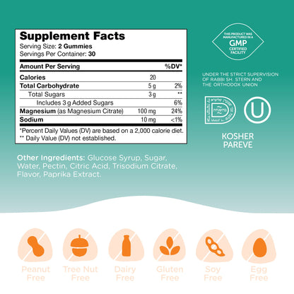 Chapter One Magnesium Gummies for Kids & Adults - Natural Calm Gummies - Calm Magnesium Citrate - Bone and Muscle Function Supplements for Kids & Adults - Mood Support, Kosher Apple Flavor (60) - Nirvana Guru