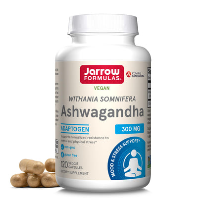 Jarrow Formulas® Ashwagandha Capsules, 300 mg Supplement Supports Normalized Resistance to Mental and Physical Stress, 120 Veggie Capsules, 60 Day Supply - Nirvana Guru