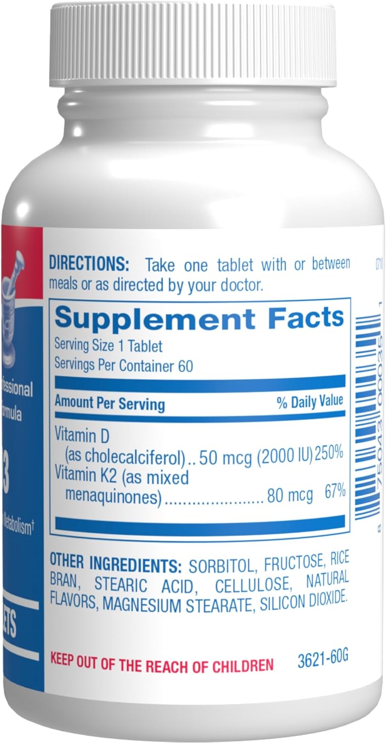Chewable Vitamin D and K2 Supplement - Clinical D3 K2 2000IU for Bone Teeth Mood and Immune Support Plus Calcium Absorption - Vegetarian Vitamin D Chewable Cinnamon Flavor (60 Day Supply) Nirvana Guru