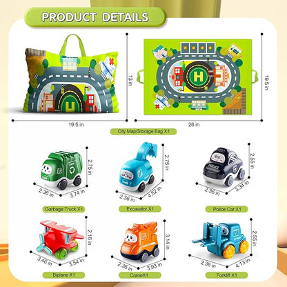 Big Cartoon Truck Car Toys for 1 Year Old Boy with Playmat/Storage Bag|Baby and Toddler Toys 12-18 Months & Age 1-2|1st Birthday Gift for 1 2 Year Old Boy nirvanaguru