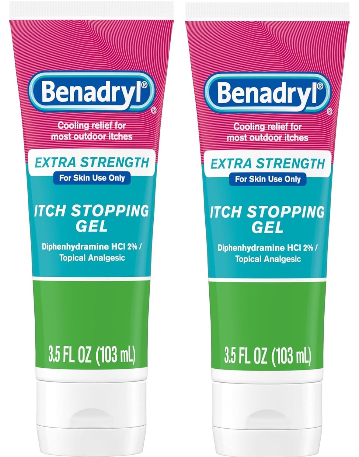 Benadryl Extra Strength Anti Itch Relief Gel, 2% Diphenhydramine HCl, Relief from Insect Bites, Sunburn & More, Great for Camping Essentials, 3.5 fl oz