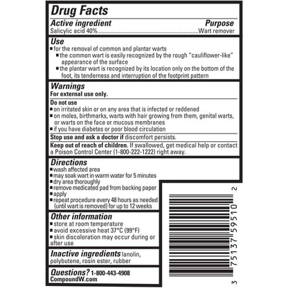 Compound W Wart Remover Maximum Strength One Step Pads, 14 Medicated Pads