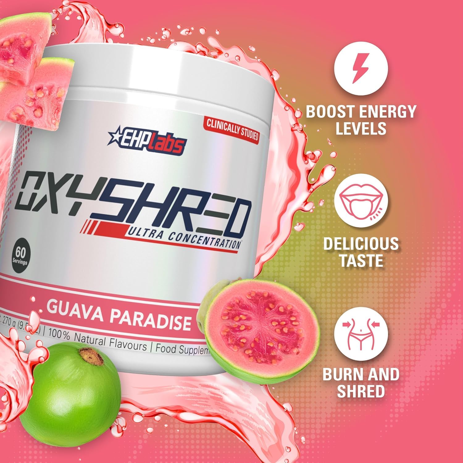 EHP Labs OxyShred Pre Workout Powder - Preworkout Powder with L Glutamine & Acetyl L Carnitine, Energy Boost Drink - Mango, 60 Servings Nirvana Guru