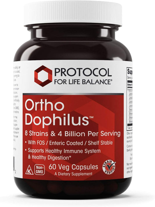Protocol for Life Balance Ortho Dophilus 8 Strains 4 Billion- 60 Vegetarian Capsules Nirvana Guru
