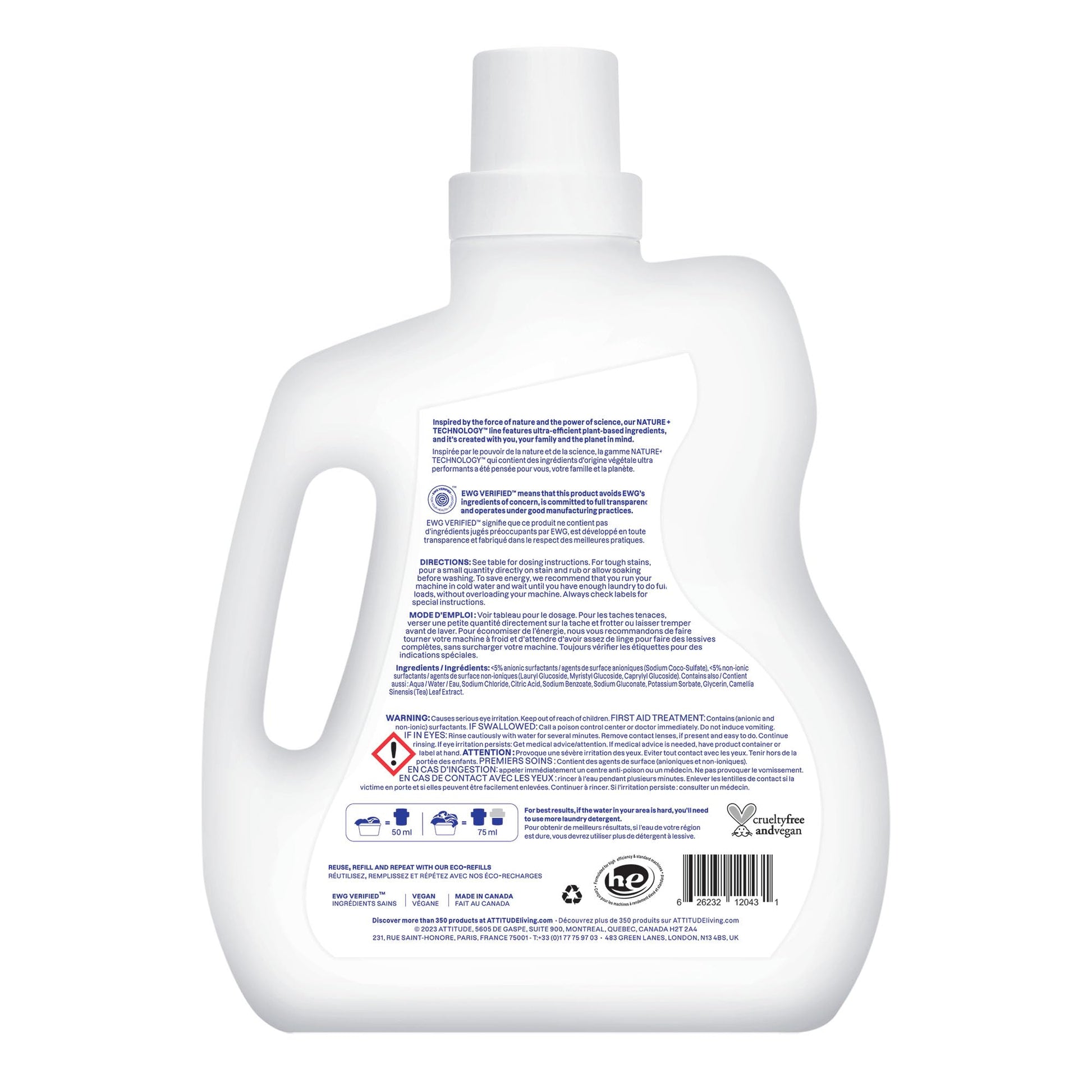ATTITUDE Liquid Laundry Detergent, EWG Verified, HE Compatible, Plant-Based & Vegan, Natural Laundry Soap, Mountain Fresh Scent, 40 Loads, 67.6 Fl Oz Nirvana Guru