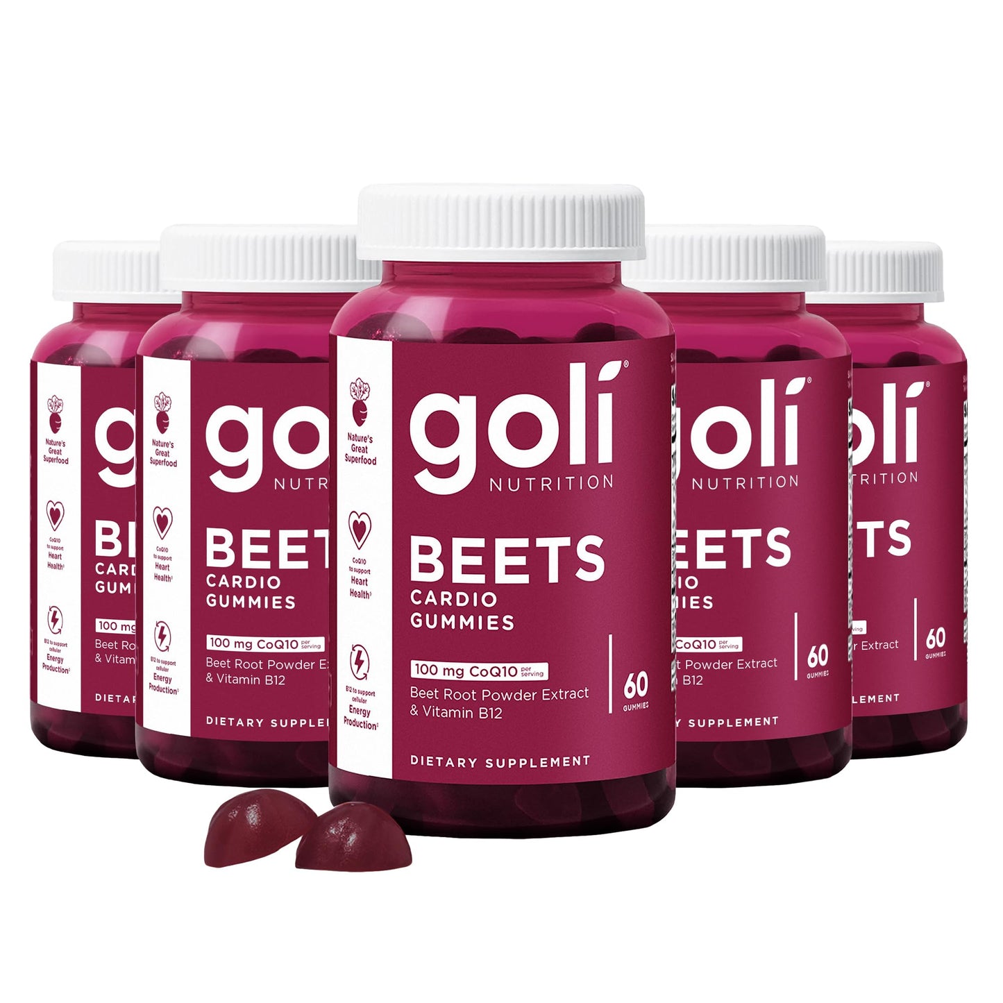 Goli Nutritional Supplement, Beets Cardio Gummy - 60 Count - 100mg CoQ10 & Beet Root Extract - Gluten-Free, Vegan, Non-GMO, and Gelatin-Free. Nature's Great Superfood. Nirvana Guru