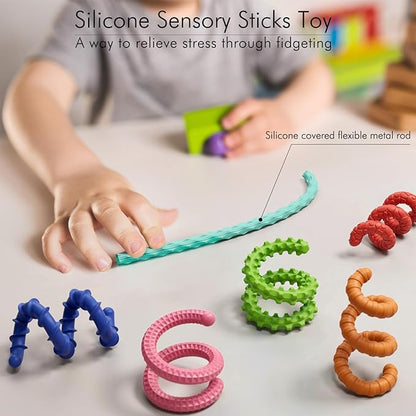 Sensory Fidget Toys for Kids Adults,6PCS Flexible Fidget Sticks for Stress Anxiety Autistic ADHD, Calm Down Travel Airplane Essentials Toys, Stuffers for Teens Kids nirvanaguru