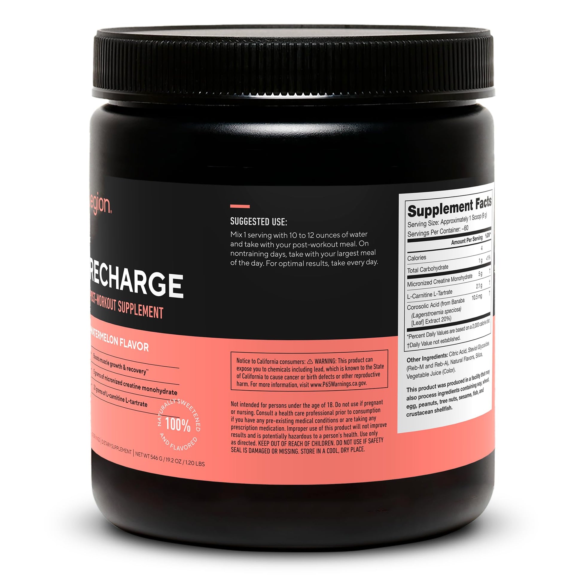 LEGION Recharge Post Workout Drink - Micronized Creatine Monohydrate Natural Post Workout Recovery Drink - Muscle Builder & Recovery Booster Post Workout Supplements (Strawberry Lemonade, 30 Servings) Nirvana Guru