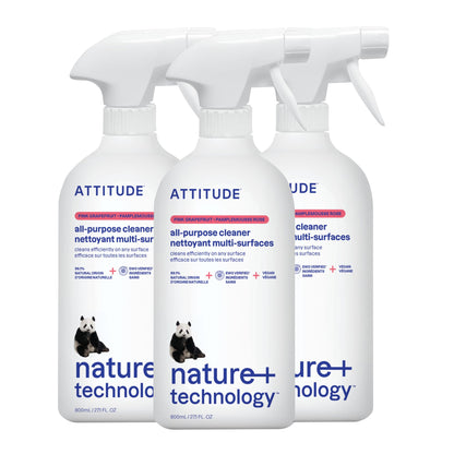 ATTITUDE All Purpose Cleaner Spray, EWG Verified, Vegan, Made with 94% Plant-Based Ingredients, Streak-Free for Kitchen, Bathroom, Glass & More, Citrus Zest Scent, 27.1 Fl Oz Nirvana Guru
