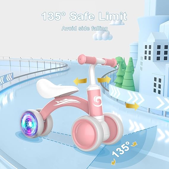 Colorful Lighting Baby Balance Bike Toys for 1 Year Old Girl Gifts, 10-36 Month Toddler Balance Bike, No Pedal 4 Silence Wheels & Soft Seat Pre-School First Riding on Toys, 1st Birthday Gifts. Nirvana Guru