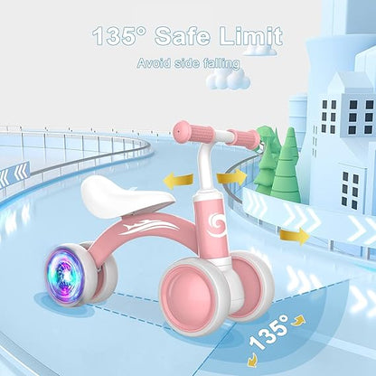 Colorful Lighting Baby Balance Bike Toys for 1 Year Old Girl Gifts, 10-36 Month Toddler Balance Bike, No Pedal 4 Silence Wheels & Soft Seat Pre-School First Riding on Toys, 1st Birthday Gifts. Nirvana Guru