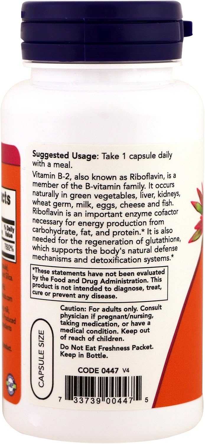 NOW Vitamin B-2 (riboflavin) 100mg, 100 Capsules (Pack of 3) - Nirvana Guru