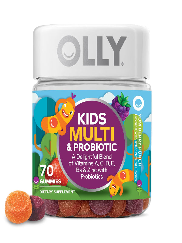 OLLY Kids Multivitamin & Probiotic Gummy, Digestive Support, Vitamins A, D, C, E, B, Zinc, Chewable Supplement, Berry Flavor, 50 day supply - 100 Count Nirvana Guru