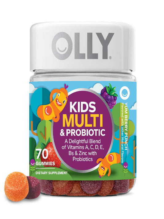 OLLY Kids Multivitamin & Probiotic Gummy, Digestive Support, Vitamins A, D, C, E, B, Zinc, Chewable Supplement, Berry Flavor, 50 day supply - 100 Count Nirvana Guru