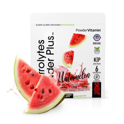 PowerVitamin Lemonade Electrolytes Powder No Sugar for Daily Energy - Keto Electrolytes - Hydration Powder with 1000mg Potassium, 120mg Calcium, Magnesium, Organic Vitamin C, 100 Servings