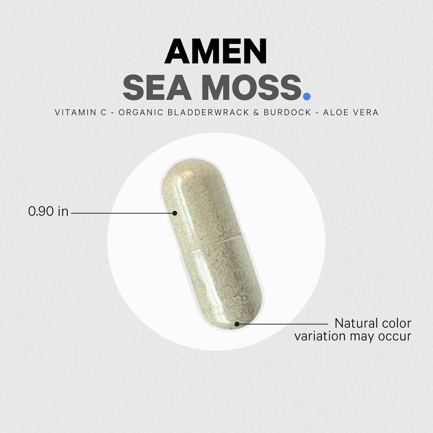 Amen Sea Moss Supplement - 1000mg Organic Irish Sea Moss, Bladderwrack, Burdock - Vitamin C, Aloe Vera, Black Pepper - Seaweed Superfood, Vitamins, Minerals, and Antioxidants - Non-GMO - 90 Capsules Nirvana Guru