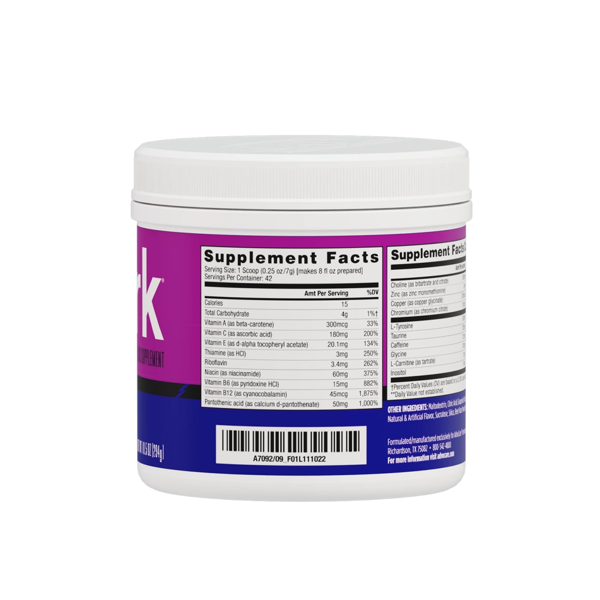 AdvoCare Spark Vitamin & Amino Acid Supplement - Focus & Energy Drink Powder Mix with Vitamin A, B-6, C & E - Also Includes L-Carnitine & L-Tyrosine - Fruit Punch - 10.5 oz Nirvana Guru