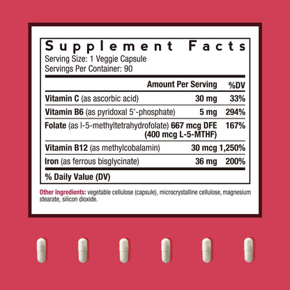 Doctor's Recipes Iron Supplement 65 mg with Vitamin C - Maximized Absorption, Stomach Friendly & High Potency Iron Pills for Red Blood Cells Formation & Immunity Health - Vegan Non-GMO 60 Iron Tablets Nirvana Guru