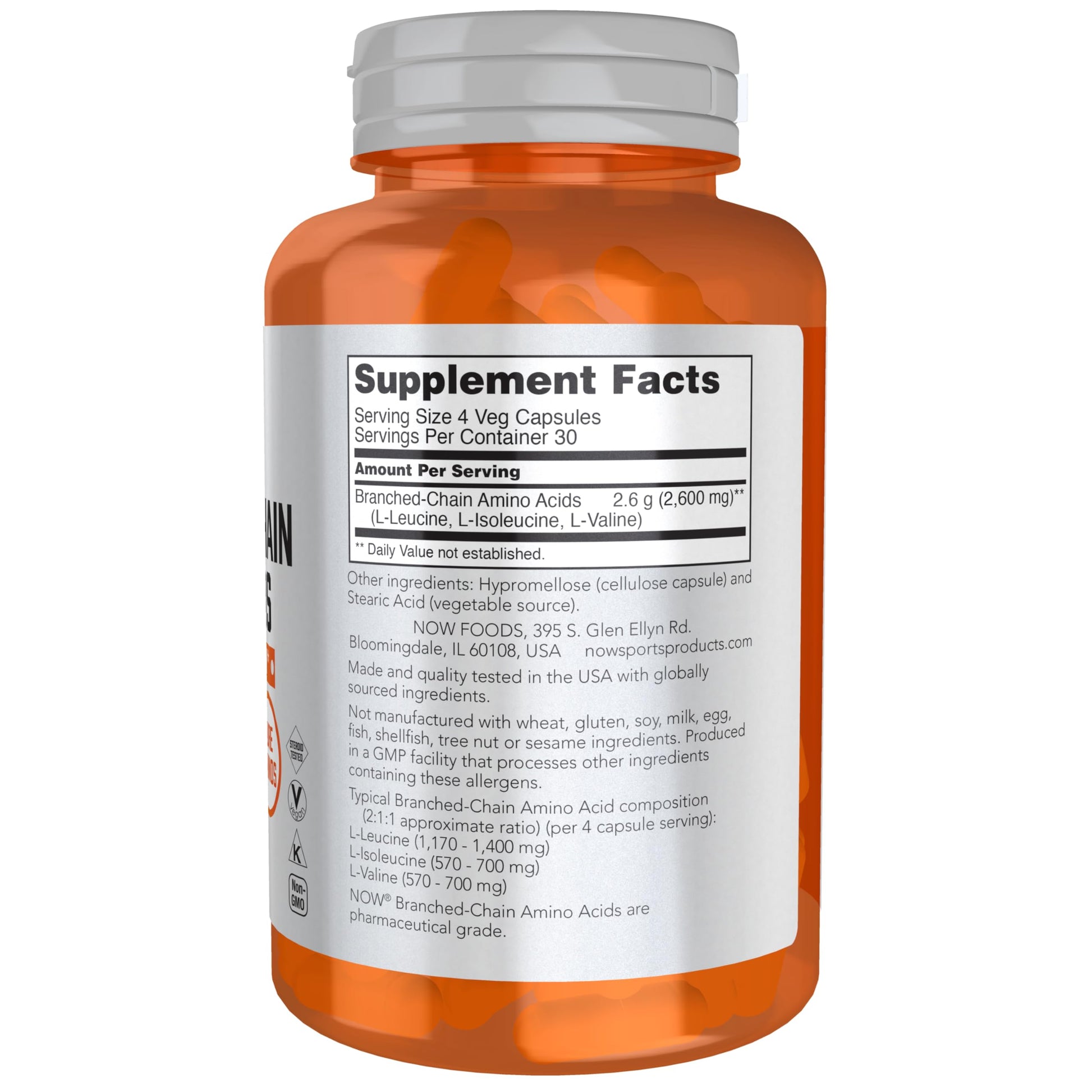 NOW Foods Sports Nutrition, Branched Chain Amino Acids, With Leucine, Isoleucine and Valine, 240 Veg Capsules Nirvana Guru