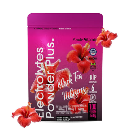 PowerVitamin Lemonade Electrolytes Powder No Sugar for Daily Energy - Keto Electrolytes - Hydration Powder with 1000mg Potassium, 120mg Calcium, Magnesium, Organic Vitamin C, 100 Servings