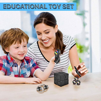 5PC Fidget Toys Adults Set Fidgets for Classroom Must Have Autism Sensory Pack Figette Cube ADHD Special Treasure Prize Tool Stress Relief Desk Cool Gadget for Kids Teen Christmas Stocking Stuffer nirvanaguru