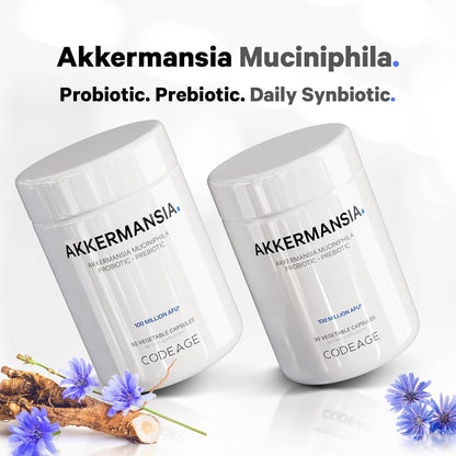 Codeage Akkermansia Muciniphila Probiotic Supplement - 3-Month Supply of Akkermansia & Chicory Inulin - Daily Synbiotic Probiotic Chicory Root - 100 Million AFUs - Gluten-Free - 90 Capsules - Nirvana Guru