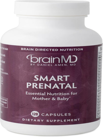 Dr Amen BrainMD Smart Prenatal - 120 Capsules - Multivitamin for Mom & Baby, Promotes Healthy Pregnancy & Growth & Development In Babies - Gluten-Free - 30 Servings Nirvana Guru
