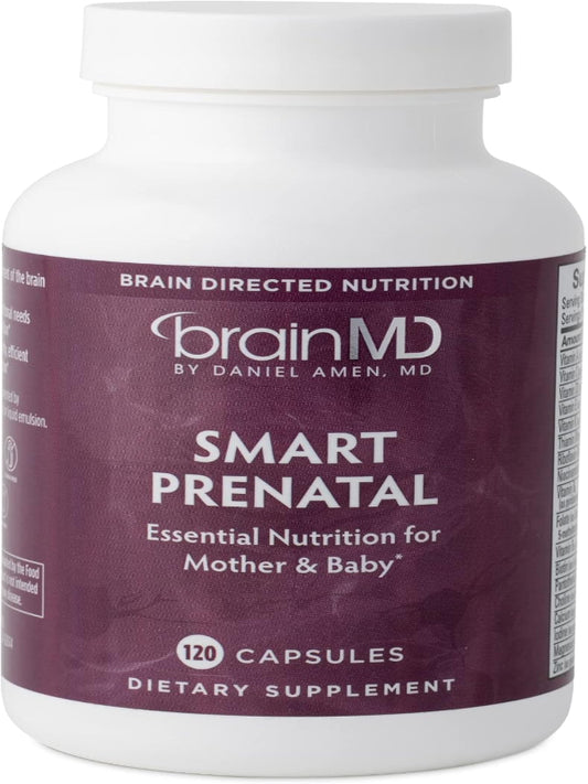 Dr Amen BrainMD Smart Prenatal - 120 Capsules - Multivitamin for Mom & Baby, Promotes Healthy Pregnancy & Growth & Development In Babies - Gluten-Free - 30 Servings Nirvana Guru