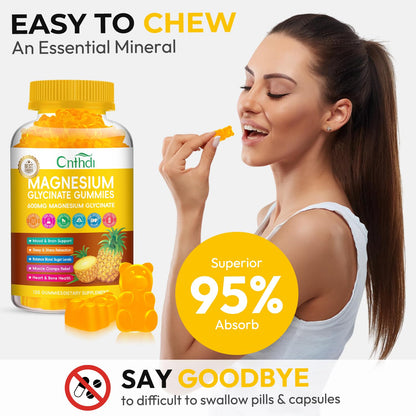 Magnesium Glycinate Gummies 600mg, High Absorption Magnesium Gummies with L-Threonate, Calcium, Vitamin B6, D3, Sugar Free Chews for Adults & Kids Relaxation, Stress Relief, Night Rest Nirvana Guru