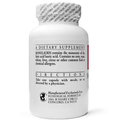 Ecological Formulas 600 mg Monolaurin - Two Individually Sealed Bottles 180 Count - Nirvana Guru
