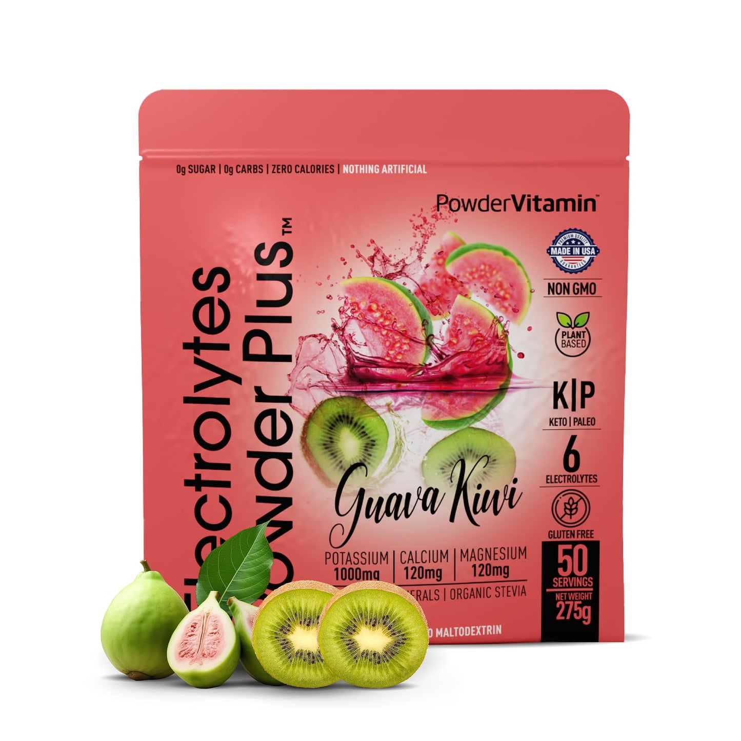 PowerVitamin Lemonade Electrolytes Powder No Sugar for Daily Energy - Keto Electrolytes - Hydration Powder with 1000mg Potassium, 120mg Calcium, Magnesium, Organic Vitamin C, 100 Servings