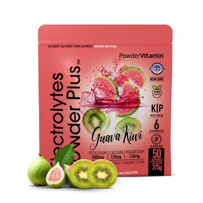 PowerVitamin Lemonade Electrolytes Powder No Sugar for Daily Energy - Keto Electrolytes - Hydration Powder with 1000mg Potassium, 120mg Calcium, Magnesium, Organic Vitamin C, 100 Servings