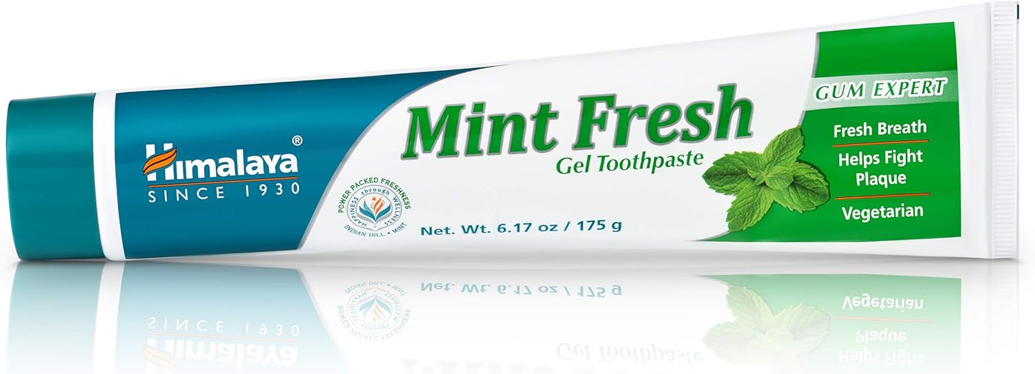 Himalaya Mint Fresh Gel Toothpaste, Fluoride Free to Reduce Plaque & Brighten Teeth, 6.17 oz, 2 Pack - Nirvana Guru