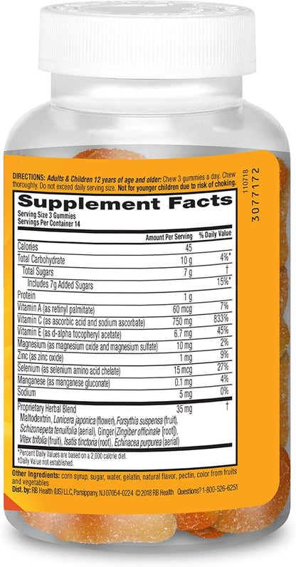 Airborne Vitamin C 750mg (per Serving) Zesty Orange Flavored Gummies (42 Count in a Bottle), Gluten-Free Immune Support Supplement with Vitamins A C E, Selenium, Echinacea, Ginger, Antioxidant Nirvana Guru