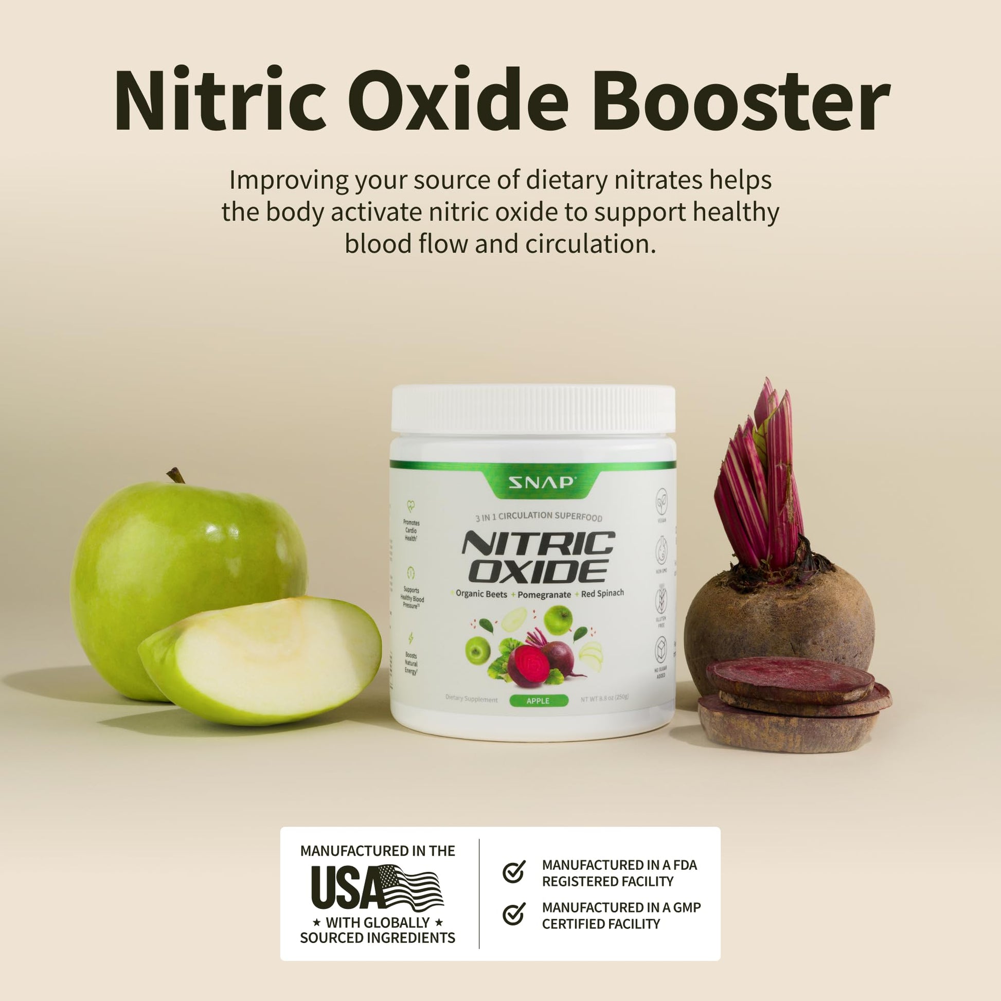 Snap Supplements Organic Beet Root Powder, Nitric Oxide Supplements for Men & Women, Beets, Pomegranate, B Vitamins & Red Spinach, Energy, Heart Health & Circulation Support, 30 Servings, Mixed Berry Nirvana Guru