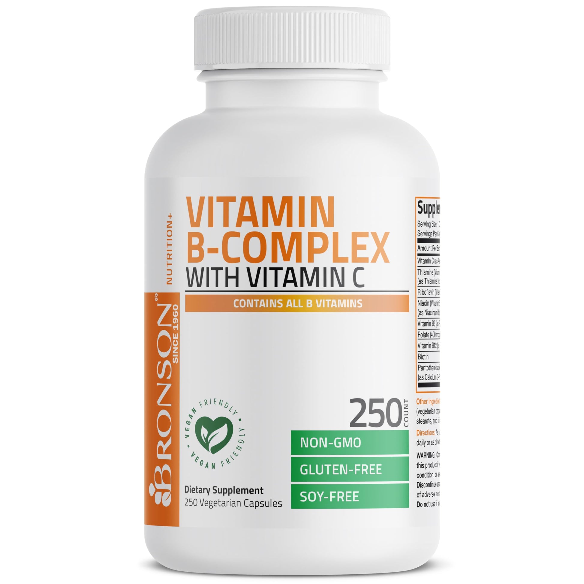 Bronson Vitamin B Complex with Vitamin C - Immune Health, Energy Support & Nervous System Support - Non-GMO, 250 Vegetarian Capsules Nirvana Guru