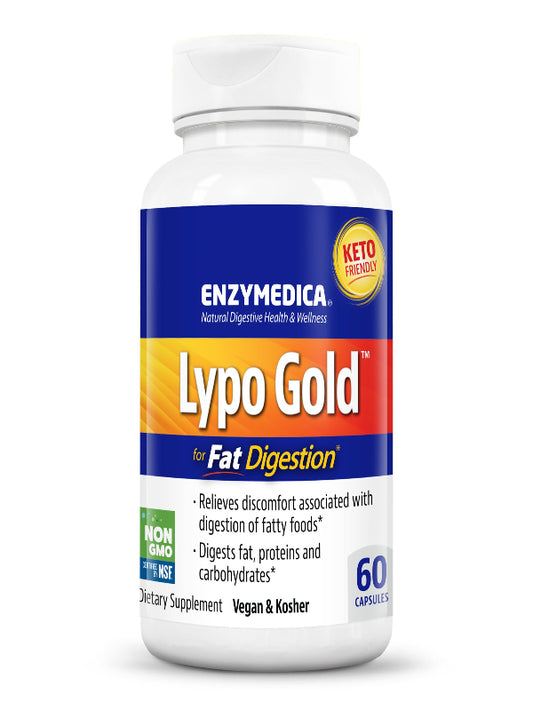 Enzymedica Lypo Gold, Digestive Enzymes for Fat Digestion, Offers Fast Acting Gas & Bloating Relief, 60 Count - Nirvana Guru